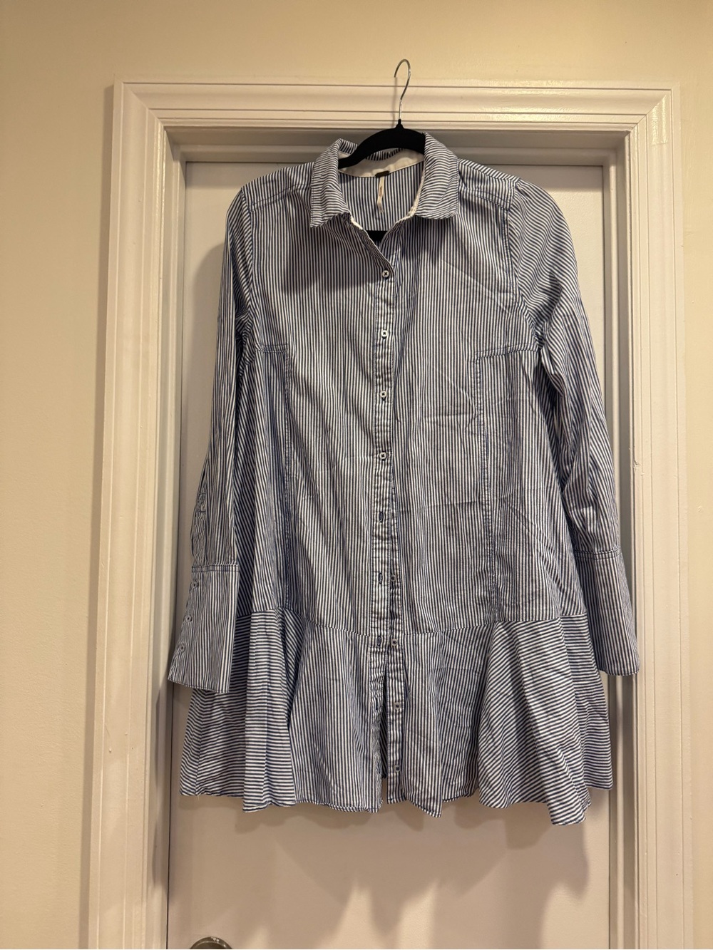 Free People Striped Long-Sleeve Button-Down Dress